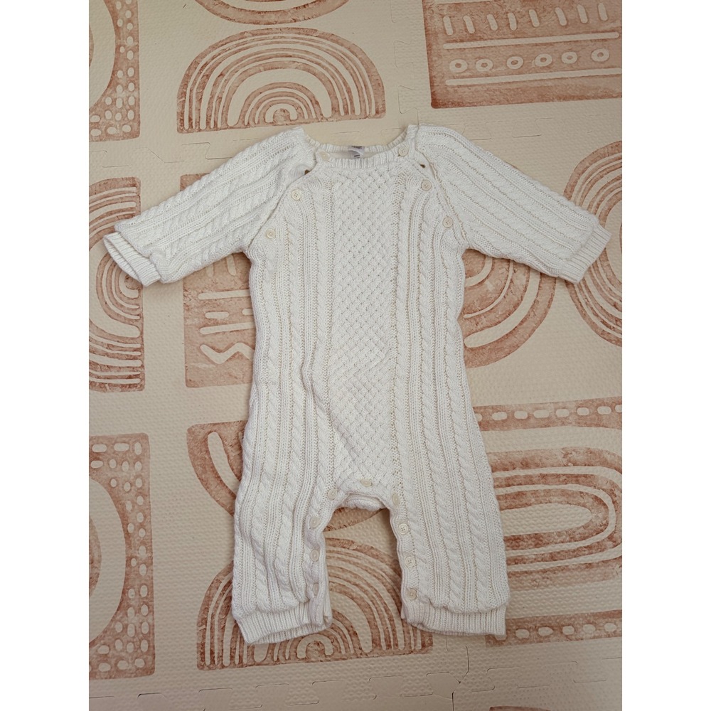 Baby Gap Cream White Cable Knit One Piece Romper 3-6 Months Cotton Bodysuit